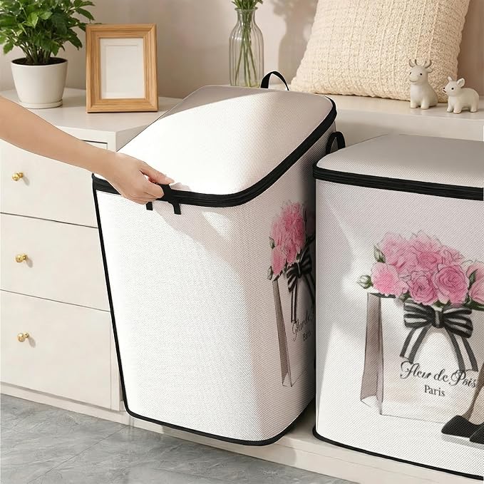2pcs blanket storage bag for under bed,closet organizers 95L | clothing sweater sheet bedding comforter duvet quilt pillow toy storage bags with lids,dorm room essentials for containers