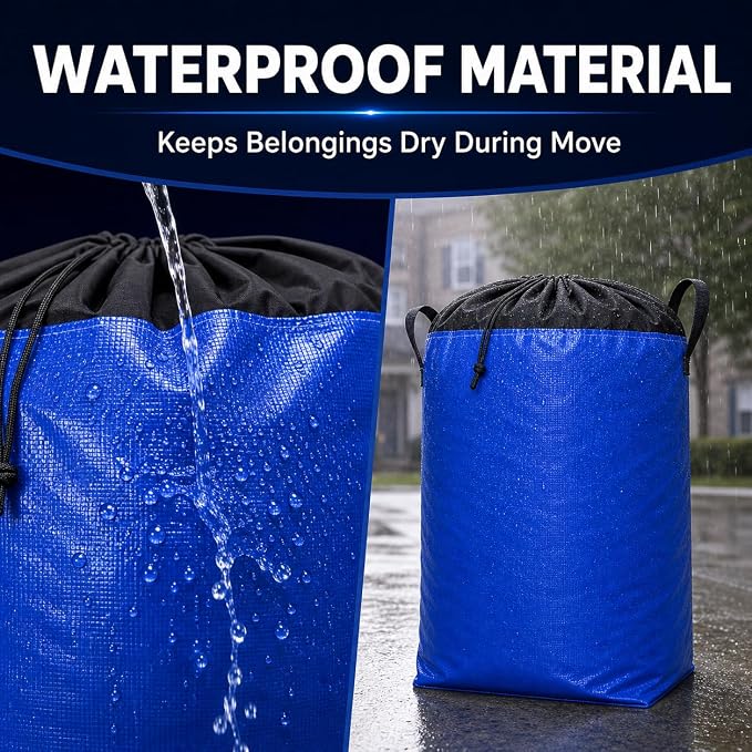 Moving Bags Heavy Duty Extra Large, 66 Gallon Large College Moving Bags with Handles, Waterproof Storage Packing for Home Dorm, Set of 2