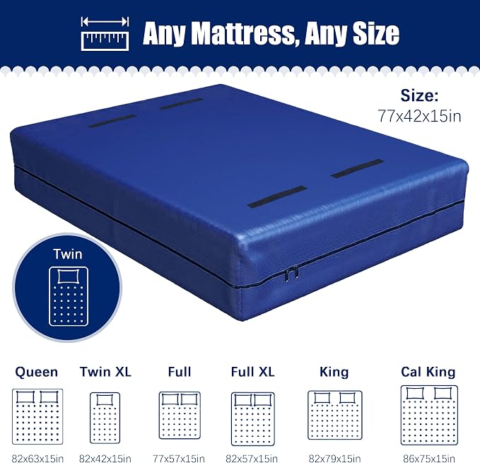 Cosy Family Mattress Bags for Moving with 8 Handles - 170GSM Extra-Thick Mattress Bag for Moving Supplies - Reusable Mattress Cover Protector Storage with Zipper, Blue, Twin-(Pack of 2)