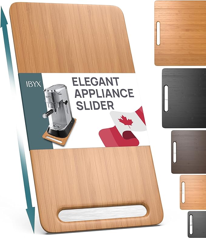 Ibyx Elegant Appliance Slider - Sliding Tray for Coffee Maker & Heavy Kitchen Appliances, Easy Slide, Made of Premium Bamboo, Space-Saving Kitchen Organizer, 40 lb Capacity, Natural - 7.5 x 14.5 Inch