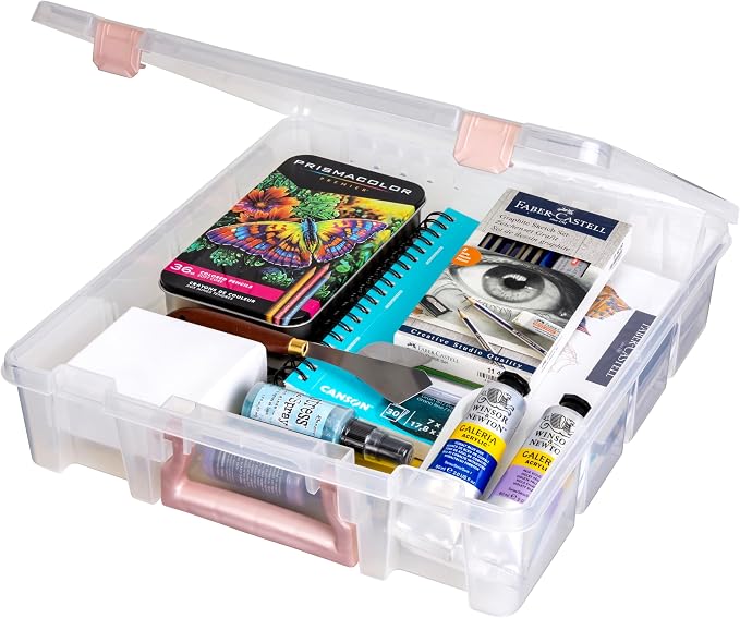 ArtBin 6955RL Super Satchel Compartment Box Clear Craft Organizer Storage Case - Rose Gold, Pack of 1