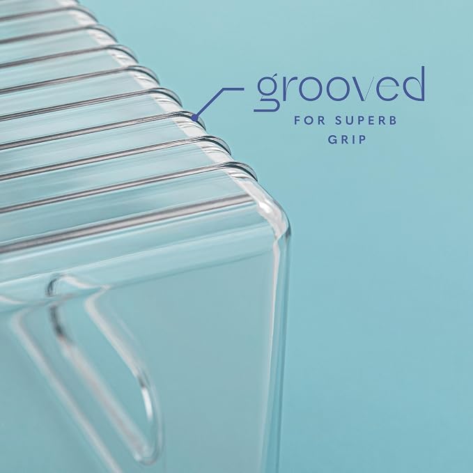 Plastic Food Storage Clear Container Bin with Handles for Organizing Kitchen, Pantry, Refrigerator, Freezer, Pantry, Cabinet, Closet, Bathroom 10”x8”x5”