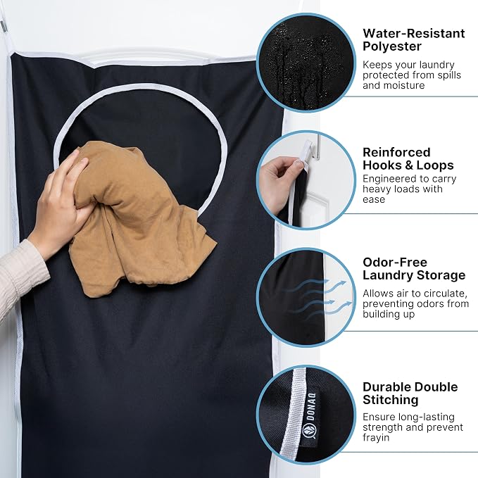 Hanging Laundry Hamper Bag XL 40x22", Space Saving over the Door Storage Bags, Behind the Door Hampers for Dirty Clothes & Wall Mounted Basket for Bathroom