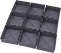 DIOMMELL 9 Pack Foldable Cloth Storage Box Closet Dresser Drawer Organizer Fabric Baskets Bins Containers Divider for Clothes Underwear Bras Socks Clothing, Dark Grey 900