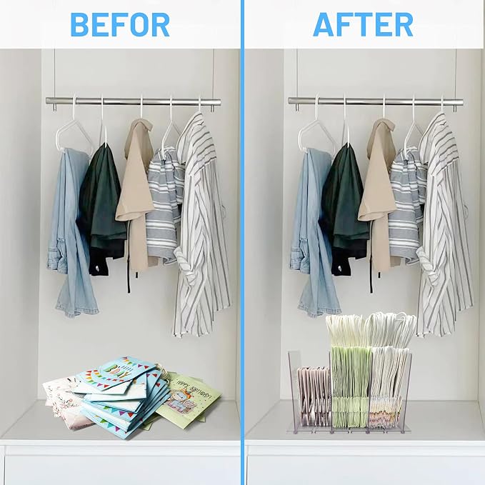 Gift Bag Storage Organizer, Acrylic Clear Shopping Bag Organizer, Adjustable Shelf Divider Bag Organizer for Small Closet, 1 Pack