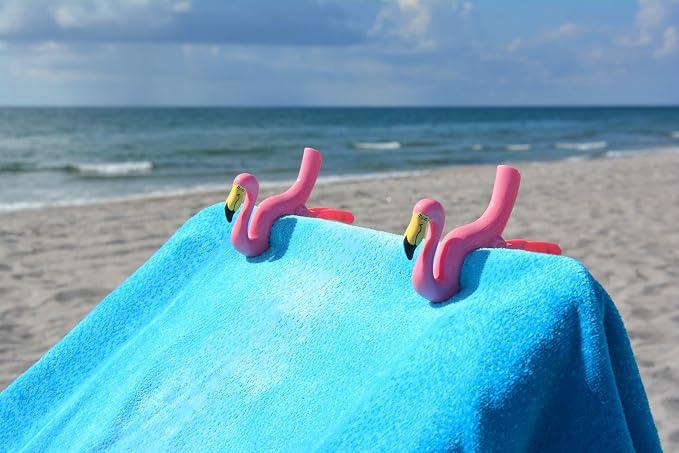 O2COOL BocaClips Beach Towel Clips for Chairs Patio & Pool Flamingo 2pk | Yes