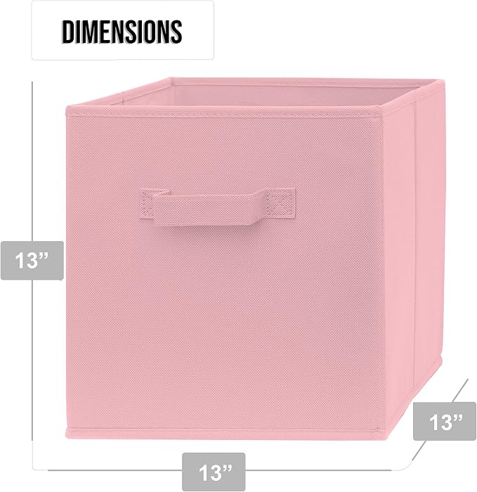 13 Inch Cube Storage Bins - 6 Pack - Large, Dual Handles, Foldable | 13x13 Fabric Bins for Organizing Closet, Clothes and Toys