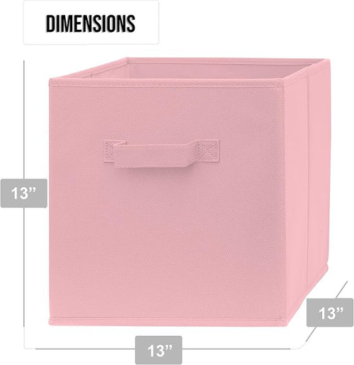 13 Inch Cube Storage Bins - 6 Pack - Large, Dual Handles, Foldable | 13x13 Fabric Bins for Organizing Closet, Clothes and Toys