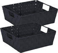 Simplify 15"x 13"x 5" Alloy Steel Rectangular Basket with 2 Built-in Carrying Handles, Black