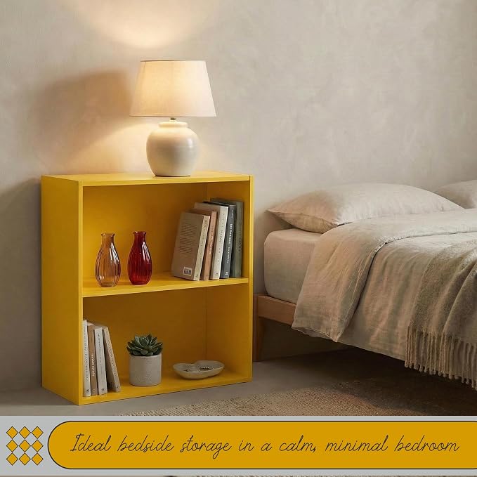 KB Designs - Tony 2-Tier Modern Bookcase with Open Storage Shelves for Kids’ Rooms, Playrooms, or Home Offices – Compact Colorful Bookshelf Organizer