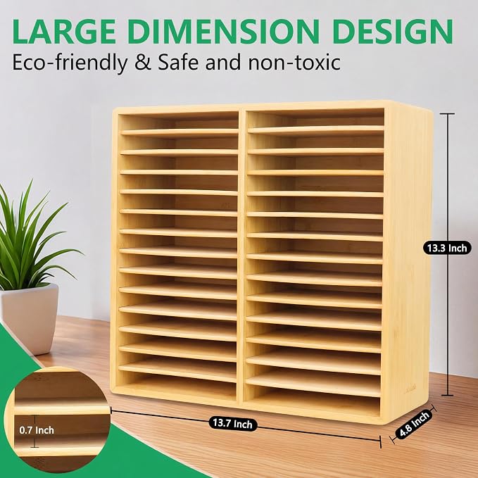 walowalo Bamboo Marker Organizer Markers 280pcs Markers Pen Holder Art Supply Pencil Storage Organizer with 28 Compartments All-in-One Marker Storage for Office Home (Holds up to 280pcs Markers)