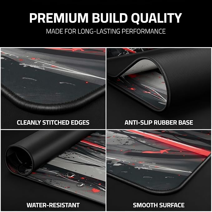XXL Anime Gaming Mouse Pad 35.4 x 15.7 inch - Water-Resistant & Stitched Edges - Large XL Mousepad for Desk - Gamer Accessories Big Full Deskpad Mat Game Mousepads Deskmat