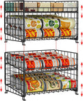 2-Pack Stackable Rack Organizer, Storage for Kitchen Pantry Cabinet, Holders for Food, Multifunctional Dispenser for Snacks Soda