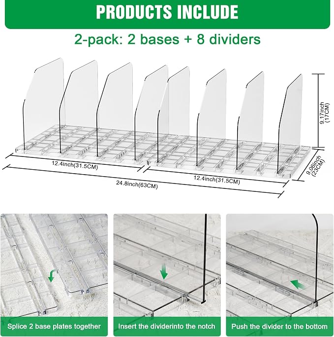 Bag & Purse Organizer for Closet, 2 Sets Adjustable Clear Handbag Storage Shelf, Plastic Clutch Dividers for Closet Organizers and Storage-Keep Purses upright (2 Sets)