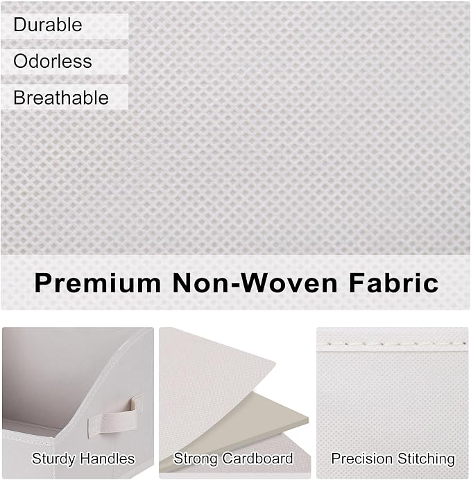 WUIKE 3 Pack Large Closet Storage Bins, Trapezoid Basket, White & Beige | Fabric Storage Baskets with Handles, Purse Organizer for Vloset, for Clothes, Sheets, Blankets and Shelves
