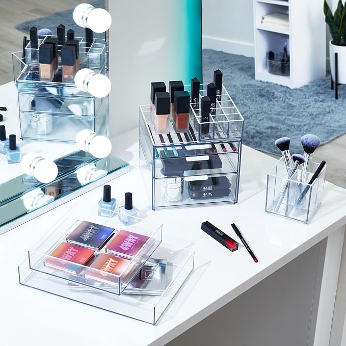 iDesign The Sarah Tanno Collection Cosmetic Organizer Cube, 4" x 4" x 4.25", Clear