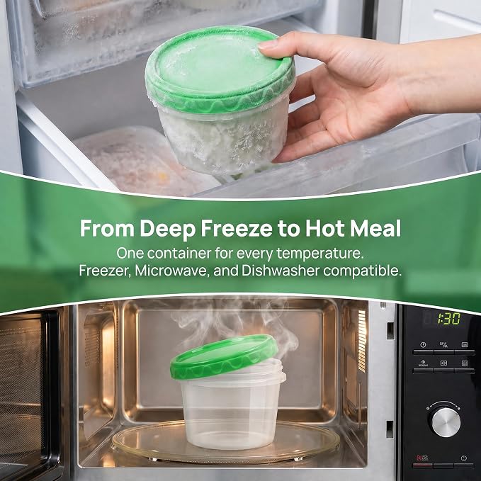 EONJOE 16oz Plastic Freezer Food Soup Containers with Lids, 2 Cup, 6pcs | Airtight & BPA-free for fresh food. Dishwasher/freezer safe, perfect for soup meal prep, portion control,snacks on-the-go