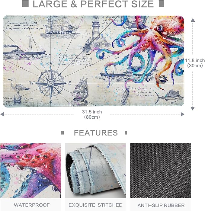 Lokigo Gray Desk Mat for Desktop Cool Gaming Mouse Pad, Computer Mat for Keyboard and Mouse, Office Desk Mat, Waterproof Non-Slip Gaming Mouse Pad for Men Boys, 31.5"x11.8"