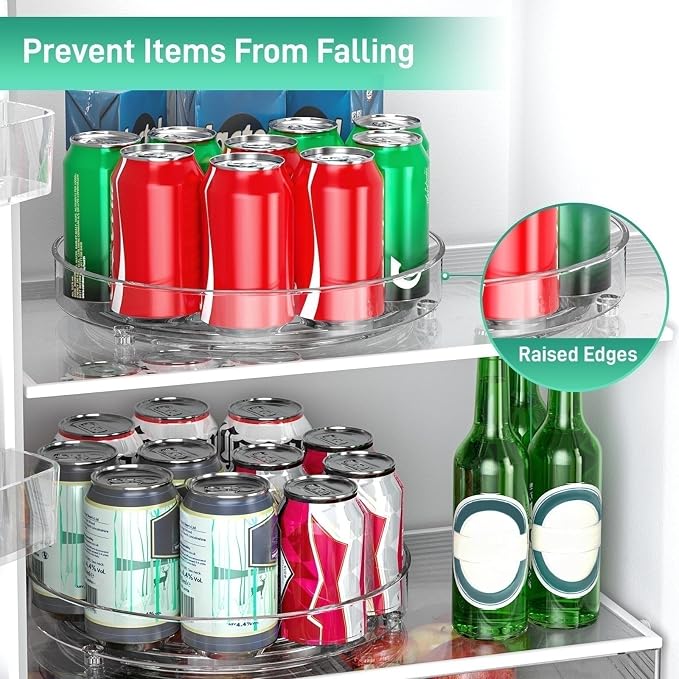 Optish 4 Pack Lazy Susan Organizer, 9.5 Inch, 10.7 Inch Lazy Susan Turntable for Cabinet, Turntable Organizer for Pantry Organizers and Storage, Non-Skid Fridge Organizer