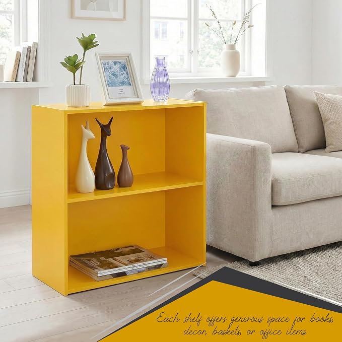 KB Designs - Tony 2-Tier Modern Bookcase with Open Storage Shelves for Kids’ Rooms, Playrooms, or Home Offices – Compact Colorful Bookshelf Organizer