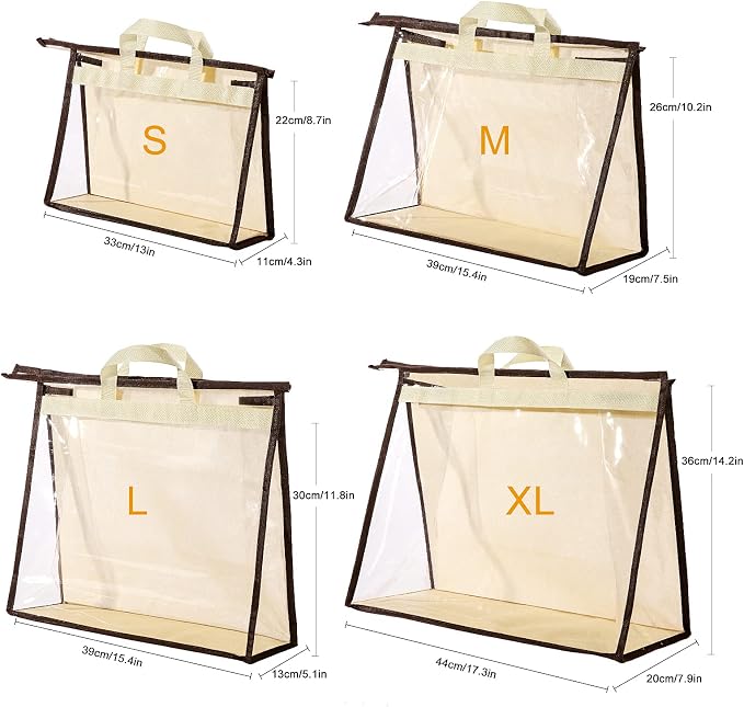 Clear Handbag Storage Bags Purse Organizer for Closet, Zipper Hanging Storage Bag for Handbags, XL, 2PCS