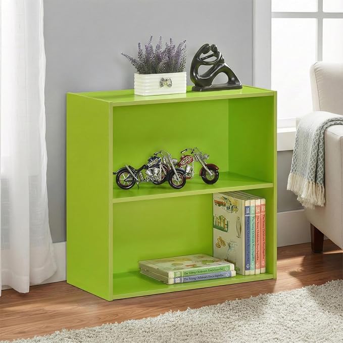 KB Designs - Tony 2-Tier Modern Bookcase with Open Storage Shelves for Kids’ Rooms, Playrooms, or Home Offices – Compact Colorful Bookshelf Organizer