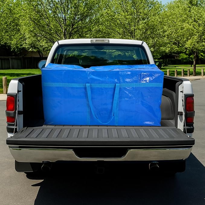 4 Pcs 96 Gallon Extra Large Moving Bags Heavy Duty Storage Bag with Strong Zipper Handle Foldable XXL Jumbo Storage Tote Packing Moving Box for College Dorm Travel Cloth Duffle (Blue)