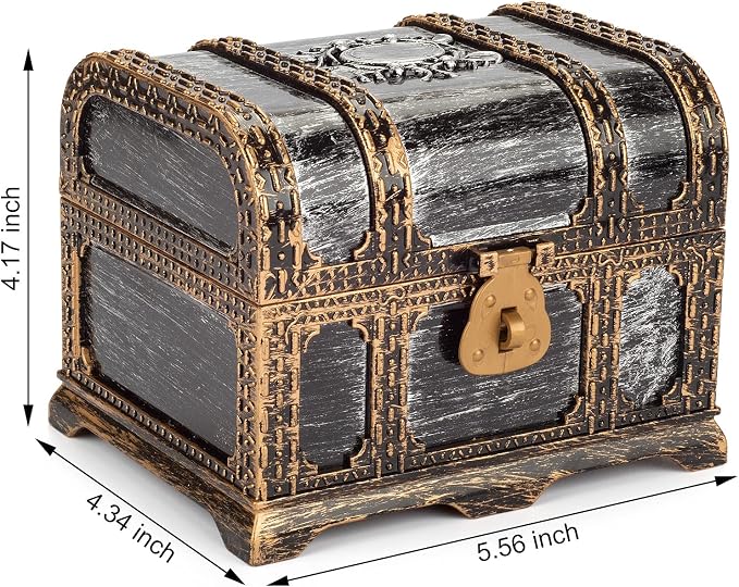 Kids Toys Pirate Treasure Chest,Transparent Vintage Decorative Plastic Box for Kids Birthday Pirate Party Favors
