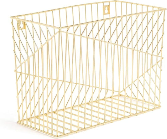 U Brands Metal Hanging File Organizer, Letter Size, Desktop Accessory, Vena Collection, Gold