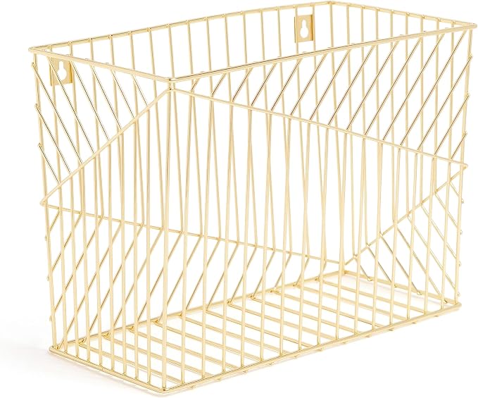 U Brands Metal Hanging File Organizer, Letter Size, Desktop Accessory, Vena Collection, Gold (Pack of 6)