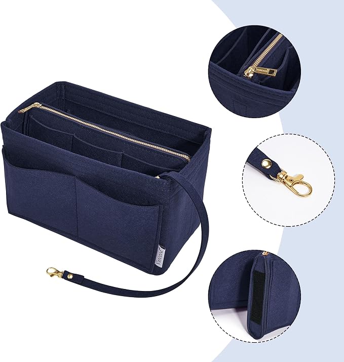 Vercord Felt Organizer Insert for Purse Handbag Tote Bag in Bag Inside Shaper Divider Neo Dark blue X-Large