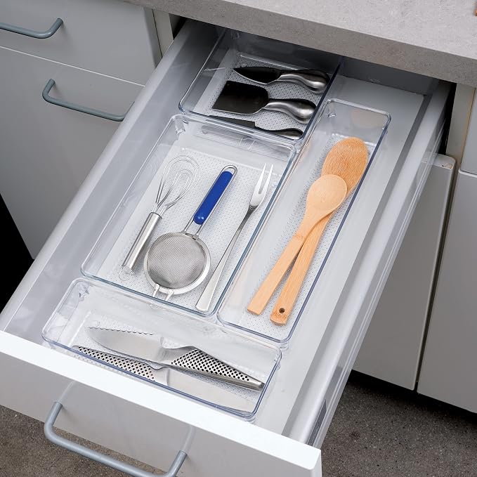 Oggi Drawer Organizer - 6" X 9" - Ideal for Organizing Kitchen Drawers, Office, Desk, Silverware, Kitchen Utensils, Cosmetics and Bathrooms, Rectangular, Clear, 1.0 Count