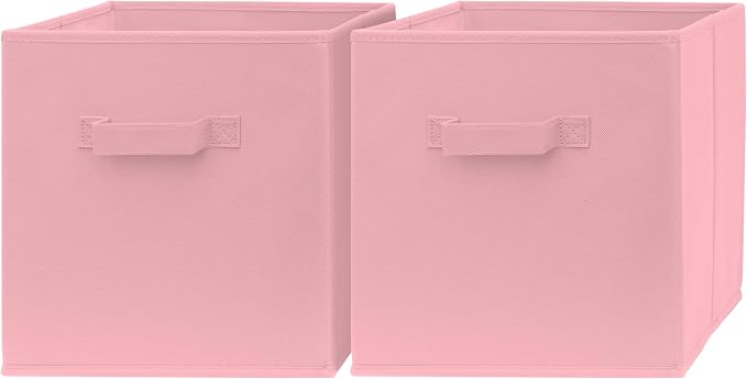 13 Inch Cube Storage Bins - 2 Pack - Large, Dual Handles, Foldable | 13x13 Fabric Bins for Organizing Closet, Clothes and Toys