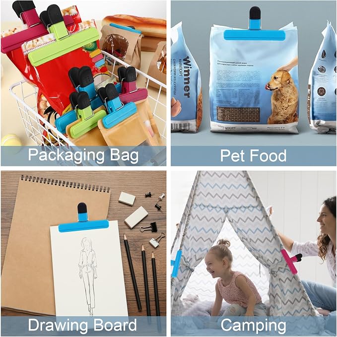 10 Pack Chip Clips Bag Clips Food Clips, Snack Clips Bag Clips for Chips and Other Food Bags, Kitchen Clips for Food Storage(5 x L, 5 x S)