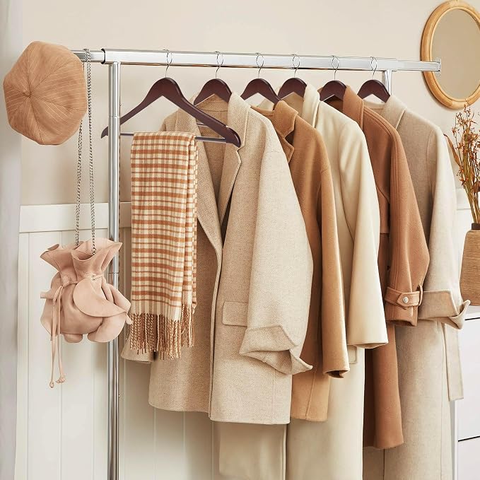 JS HANGER Wooden Coat Hangers, 20 Pack High Grade 17.5 Inch Wood Suit Hangers with Non Slip Pant Bar - Extra Smooth and Splinter Free Walnut Finish Wooden Suit Hangers for Closet Organization
