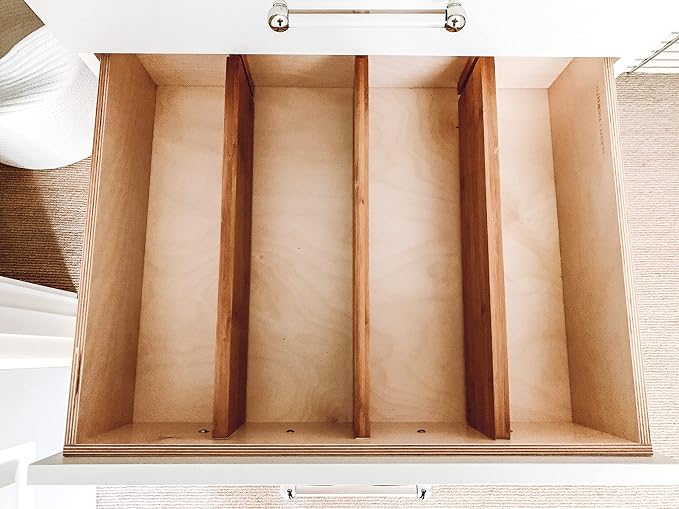 Lipper International Bamboo Wood Custom Fit Adjustable Dresser and Kitchen Drawer Dividers, 18 1/8" to 22" Deep x 5" Tall, Set of 12
