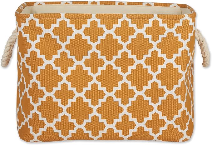 DII Polyester Container with Handles, Lattice Storage Bin, Large, Pumpkin Spice