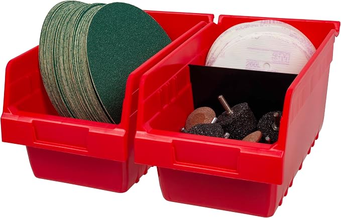 Akro-Mils 40030 Plastic Width Dividers for 6" Tall ShelfMax Shelf Bins Models 30090, 30098, and 30094, Custom Storage Inserts for Tools, Crafts & Supplies, 12-Pack, Black