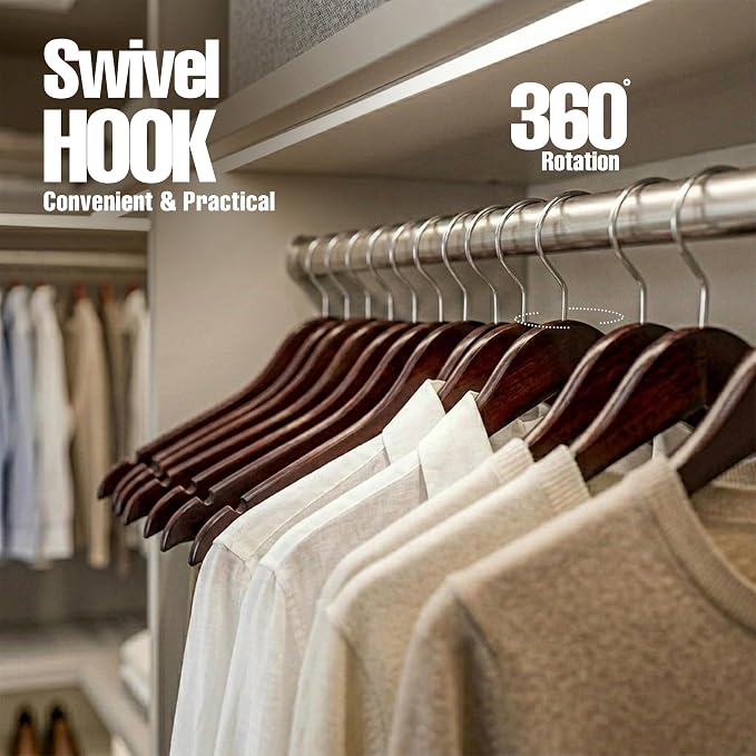 Utopia Home Premium Wooden Hangers 20 Pack - Durable & Slim Coat Hanger - Suit Hanger with 360-Degree Rotatable Hook - Wood Hangers with Shoulder Grooves (Vintage Color)