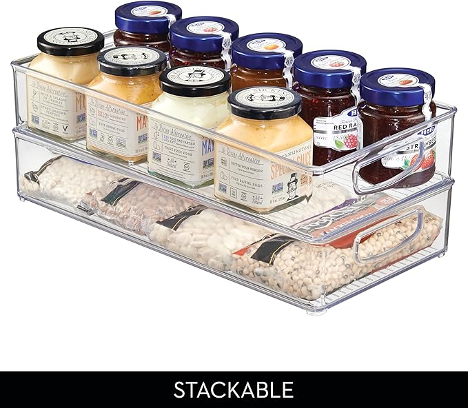 iDesign Stackable Clear Plastic Extra Long Pantry Organizers | Cabinet Storage Bins, For Kitchen
