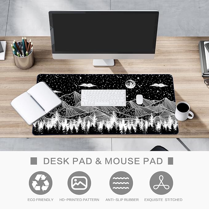 Lokigo Black Desk Pad, Office Desk Mat, Large Mouse Pad Gaming, Waterproof Laptop DeskPad for Office and Home, Black, 31.5" x 15.7"