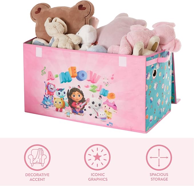 Idea Nuova Gabbys Dollhouse Large Collapsible Childrens Storage Trunk, Durable with Soft Lid, 28.5"x14.5"x16"
