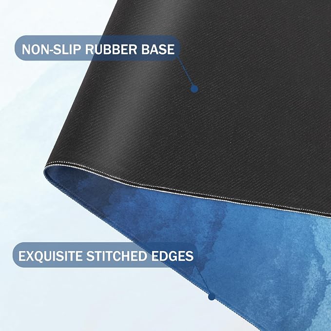 L-SPOUTTO Blue Desk Mat Gaming Mouse Pad XXL Large Mouse Pad Non-Slip Rubber Base Keyboard Pad Waterproof Desktop Mat for Laptop Computer Work Game Home Office-Blue Wave