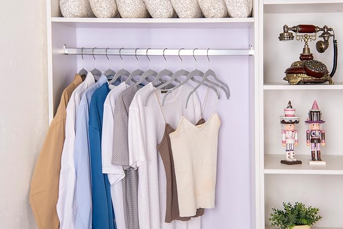 Quality Hangers Clothes Hangers 200 Pack - Non-Velvet Plastic Hangers for Clothes -Heavy Duty Coat Hanger Set -Space-Saving Closet Hangers with Chrome Swivel Hook, Non-Flocked Hangers (200, Gray)
