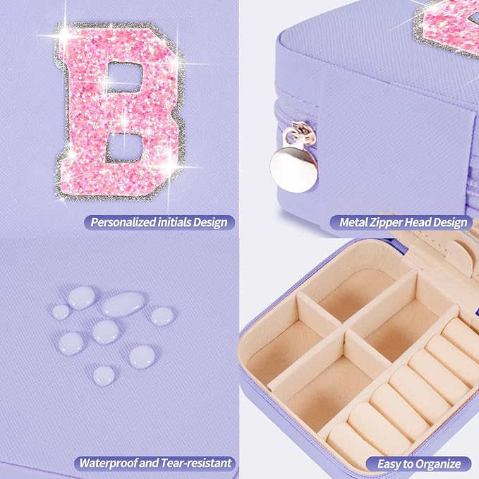 Uygafly Gifts for Teen Girl Trendy Stuff,Birthday Gift for 5 6 7 8 9 10 11 12 13 14 15 Year Old Girls,Cute Travel Jewelry Case Small Box | Lavender,B
