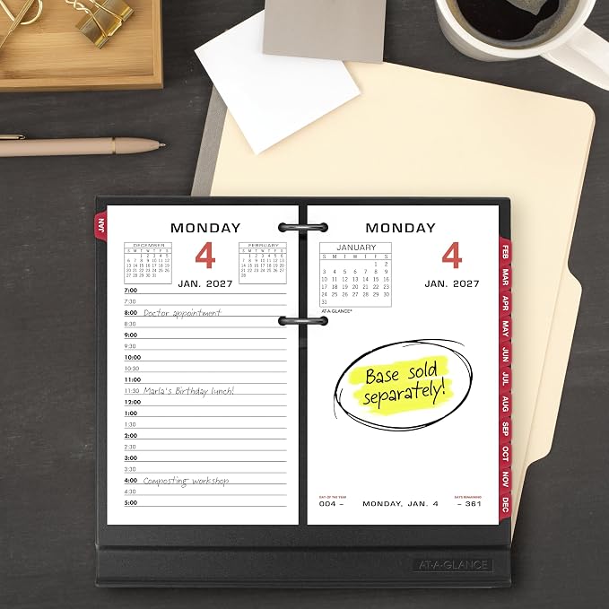 AT-A-GLANCE 2027 Desk Calendar Refill, Daily Desk Pad Refill, 3.5" x 6", Standard, Loose-Leaf (E0175027)