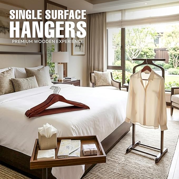 Utopia Home Premium Wooden Hangers 20 Pack - Durable & Slim Coat Hanger - Suit Hanger with 360-Degree Rotatable Hook - Wood Hangers with Shoulder Grooves (Cherry Color)