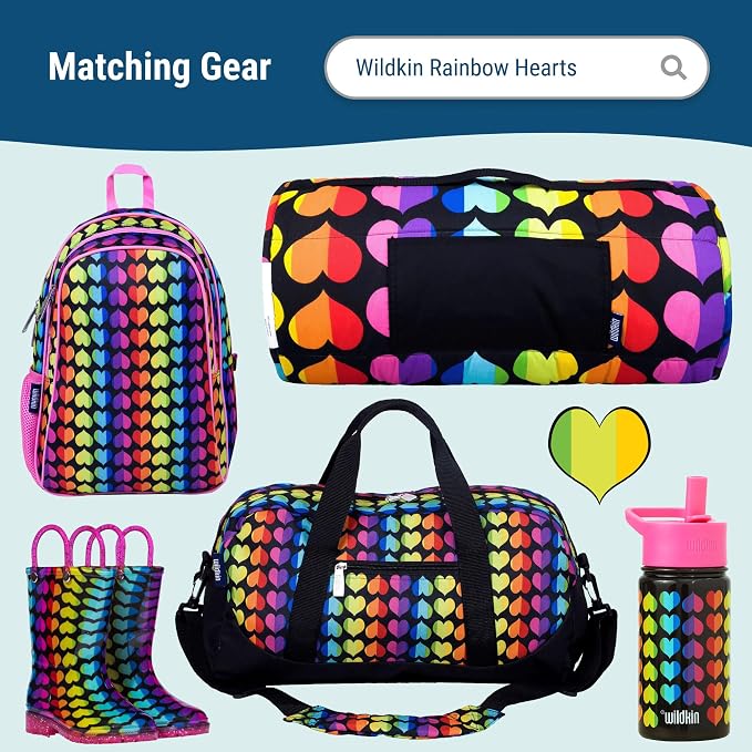 Wildkin Set of 3 Kids Nesting Food Containers for Girls – Stackable, Airtight & BPA-Free Snack Containers, Dishwasher Safe Lunch Box Containers for School & Travel, Ages 3–12 – Rainbow Hearts