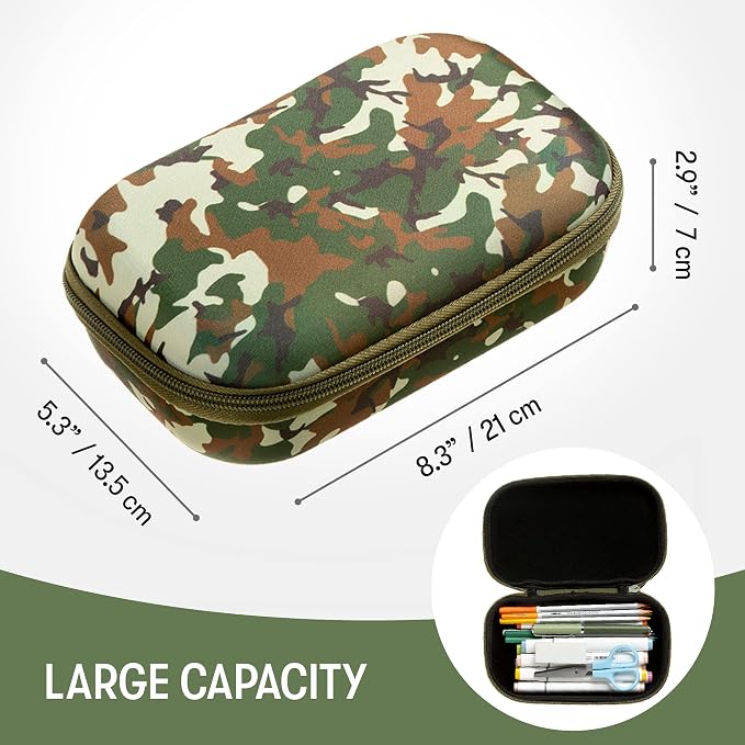 ZIPIT Camo Pencil Box for Boys, Cute Pencil Case for School, Large Capacity Stationery Organizer Box