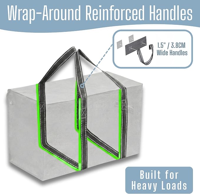 VENO 10 Pack Heavy Duty Moving Bags, Extra Large Storage Bags with Reinforced Handles & Strong Zippers, Foldable & Reusable Moving Box Alternative for Clothes & Dorm Storage